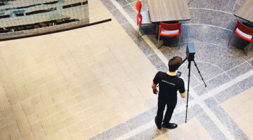 Xander Karris scanning the DPC Atrium