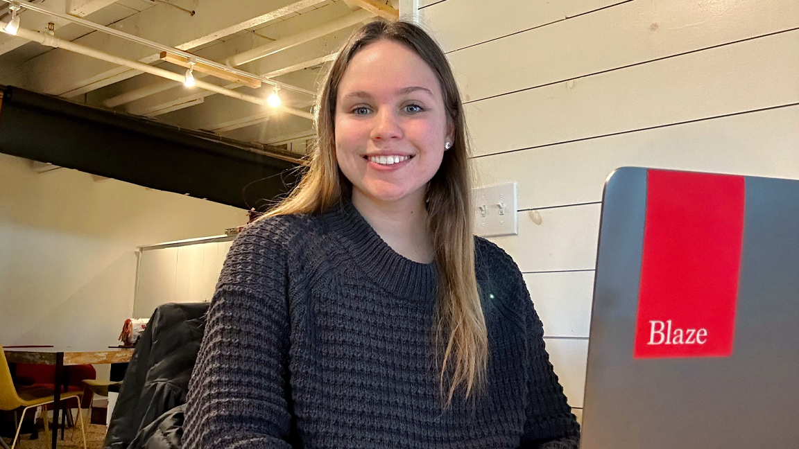 Grace Harmatys at her short-term internship at Blaze Partners