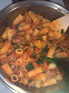 Pot of vodka sauce rigatoni