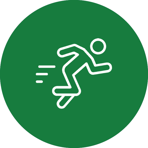a green icon with an image of a person running