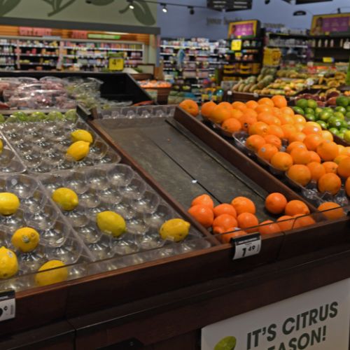 image of sparse shelves at a grocery store