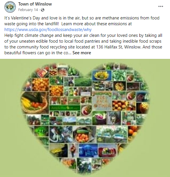 Screenshot of Valentine's Day themed Winslow town social media post