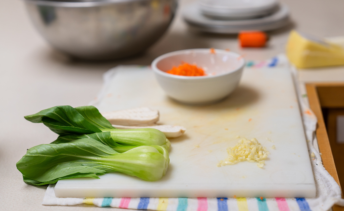 A photo of food on a cutting board