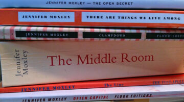 stack of books by Jennifer Moxley