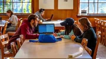 students in library