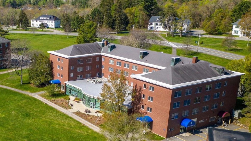 aerial shot of stodder hall and chadbourne hall