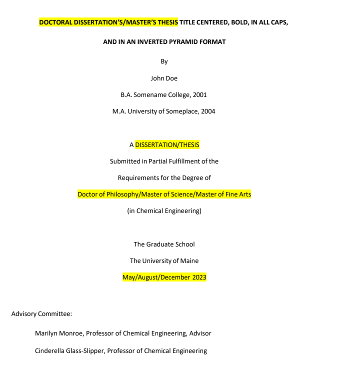 Title page of the thesis template