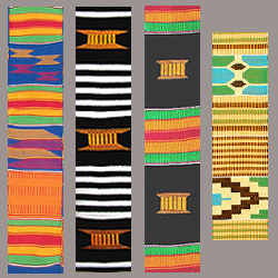 Image of various colorful woven textiles.