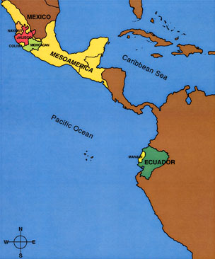 Map of the Pacific Coast from Mexico to South America