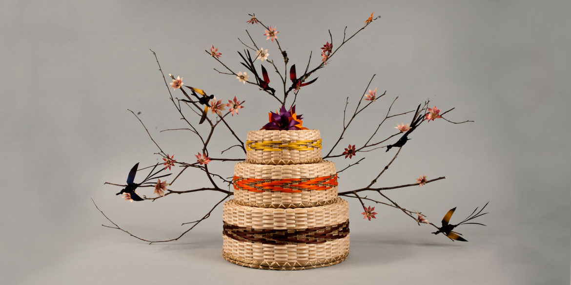 basket with branches and leaves
