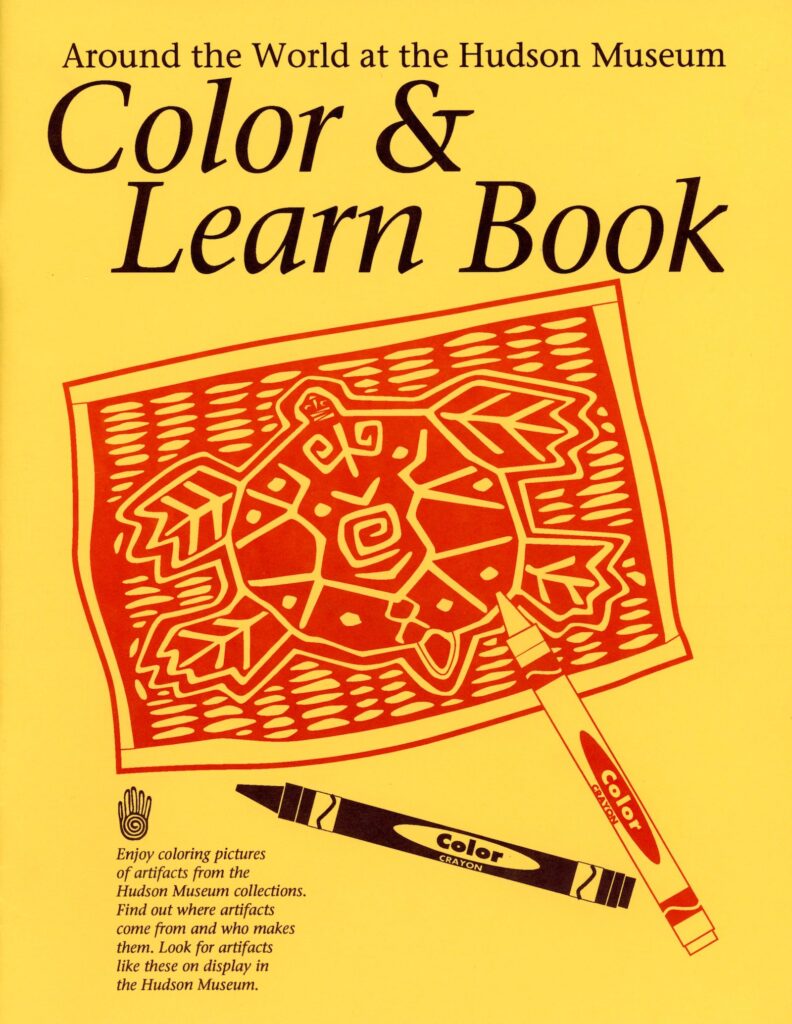 Book cover - Yellow and featuring a drawing with crayons.
