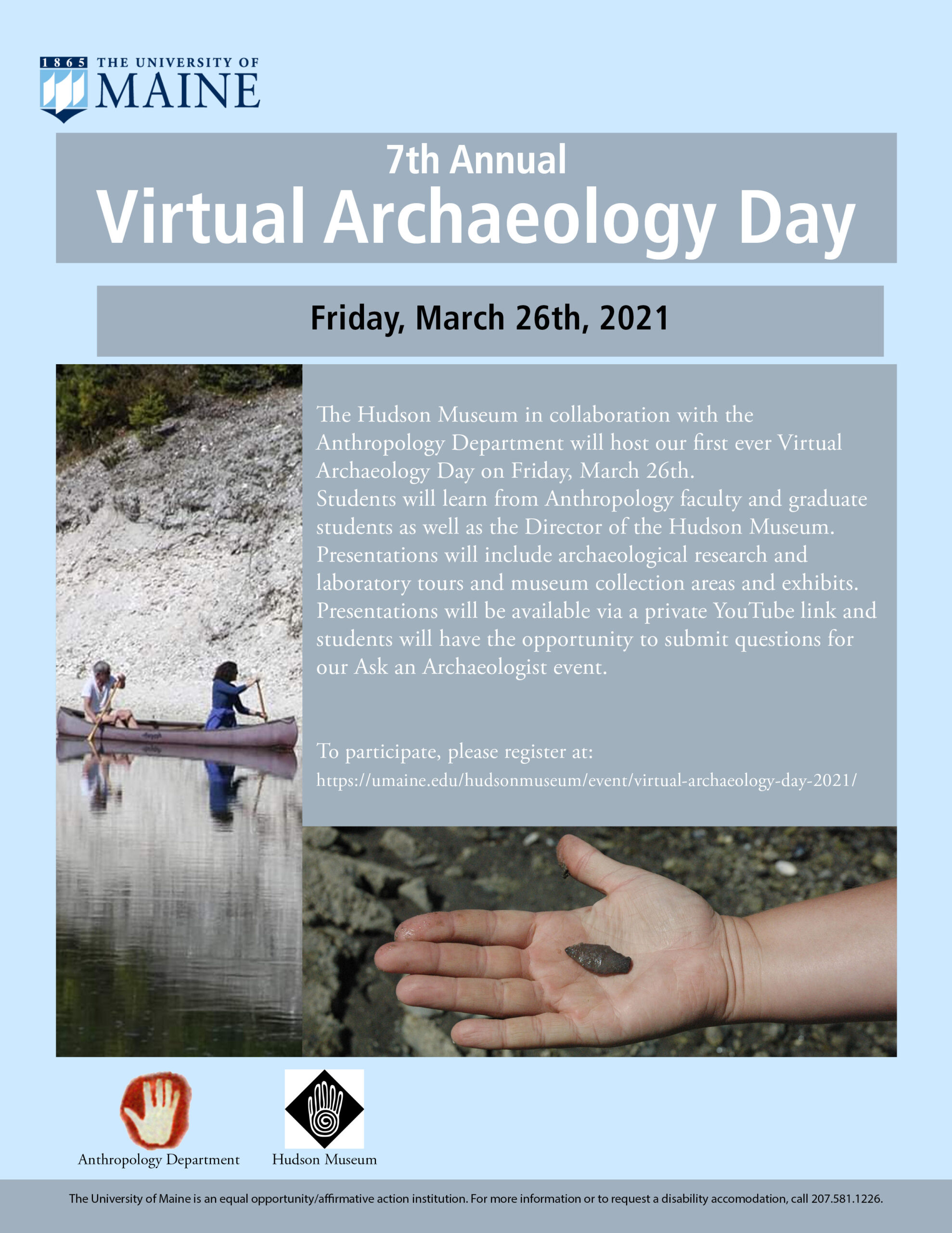 Image of an advertisement flyer for the Virtual Archaeology Day event.