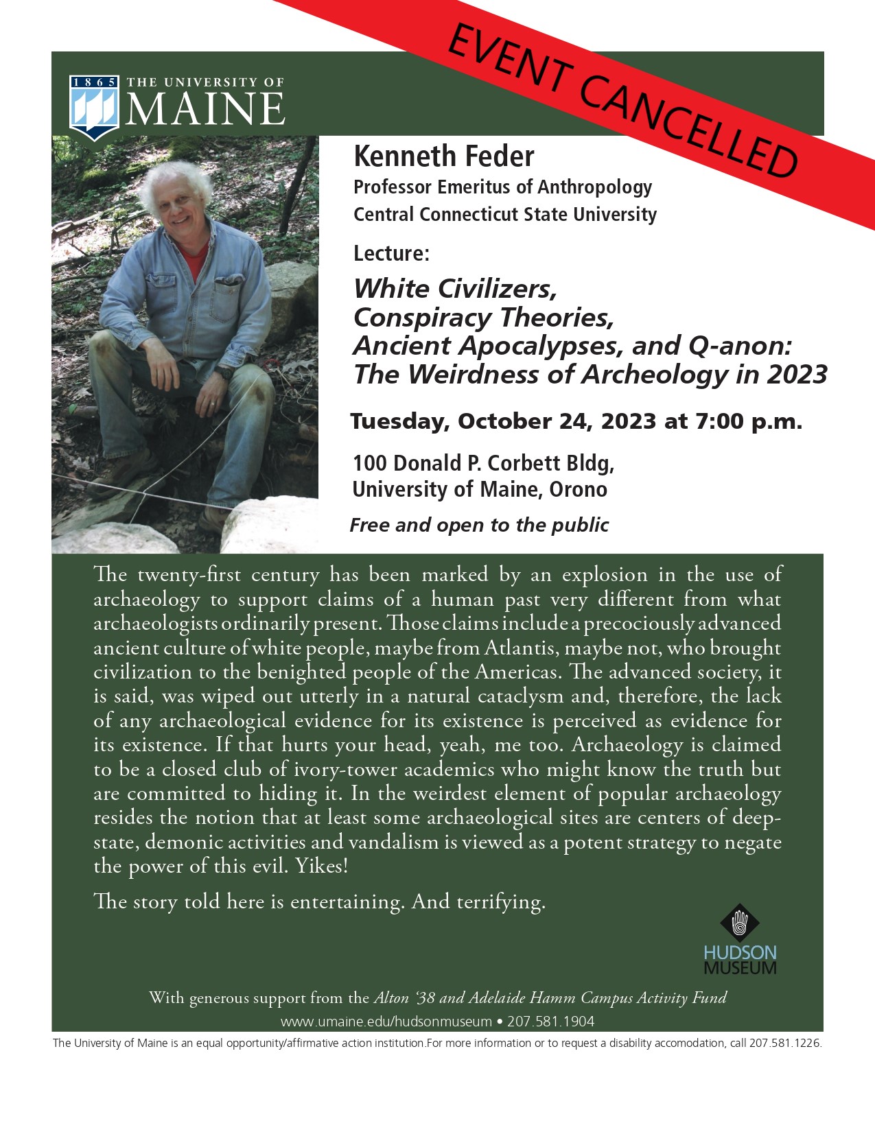 Event Flyer with a red banner that reads "Event Cancelled".