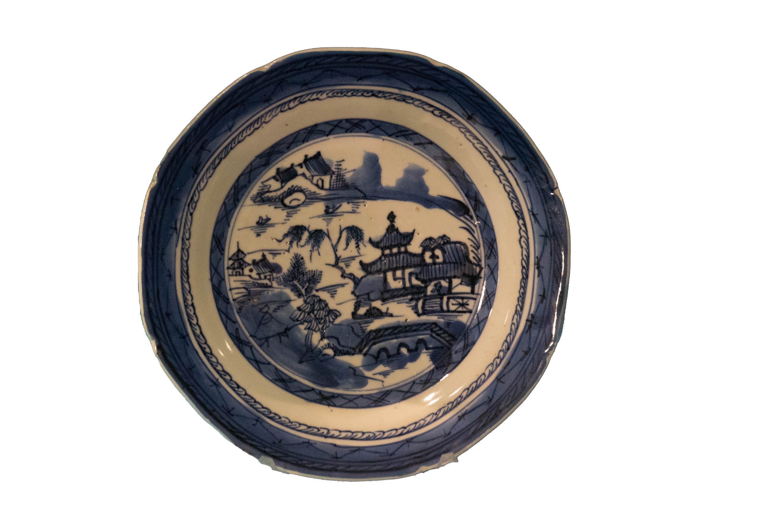 Image of a plate with a Chinese landscape scene.