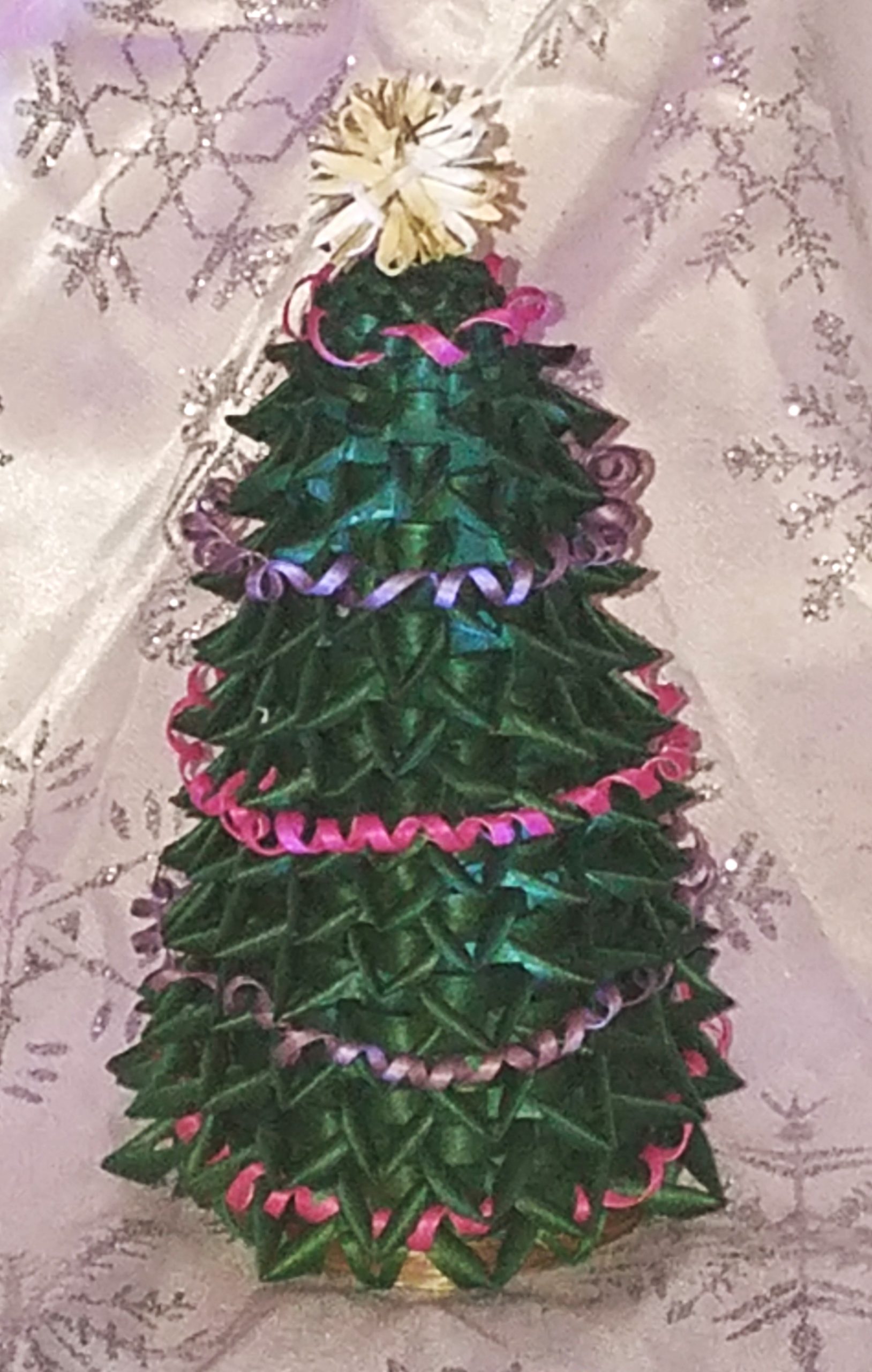 Basket shaped like a Christmas tree.