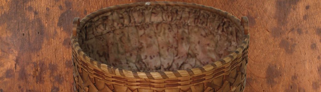 Detail image of a basket with a cloth lining.