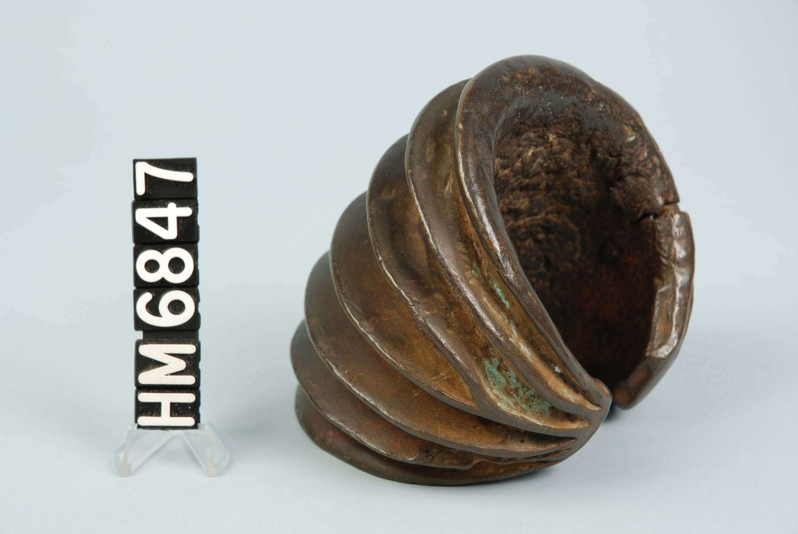 Image of wide cuff bracelet with ridges.