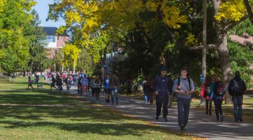Students on UMaine's Mall