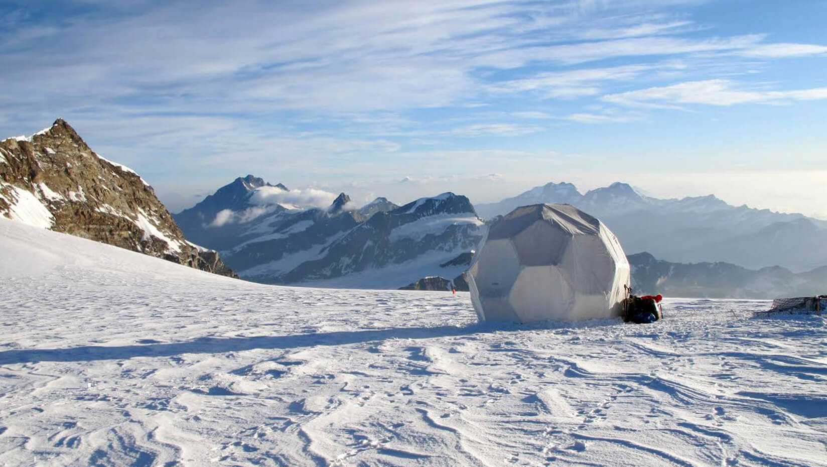 Tent on a snowy mountain