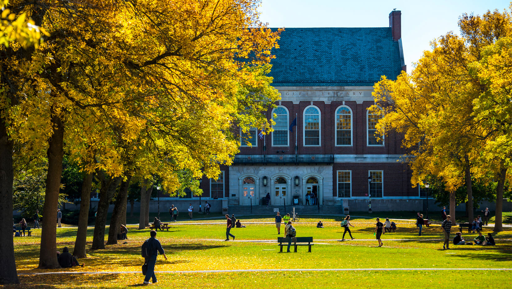 Fogler Library during fall