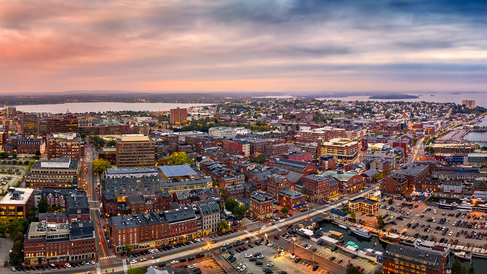 Portland, Maine aerial of city