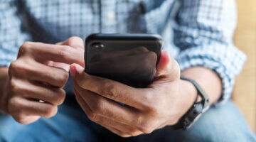 Man using smartphone