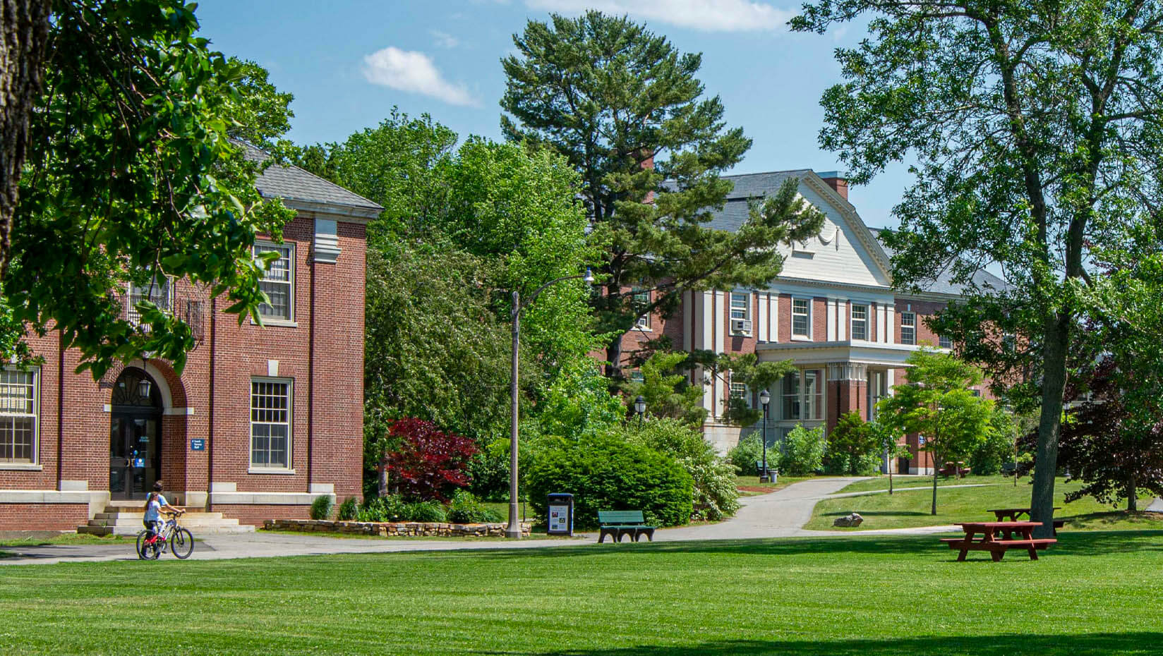 A photo of Memorial Union taken from the south end of the campus mall