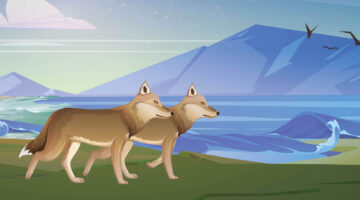 An illustration of warrah on an island