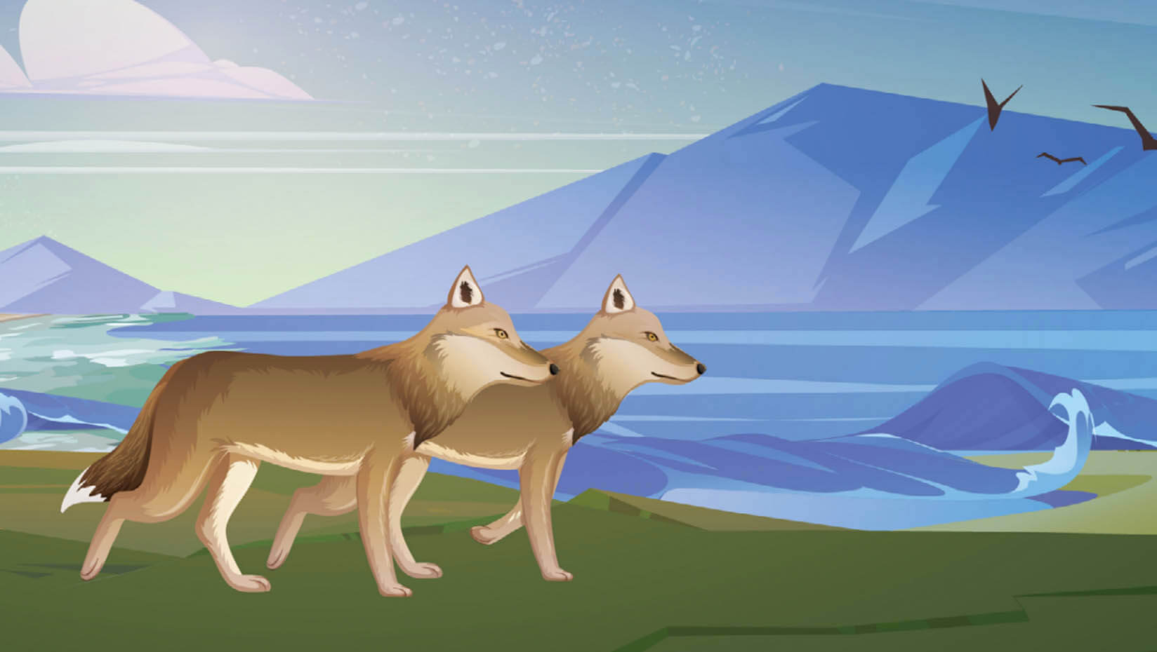 An illustration of warrah on an island