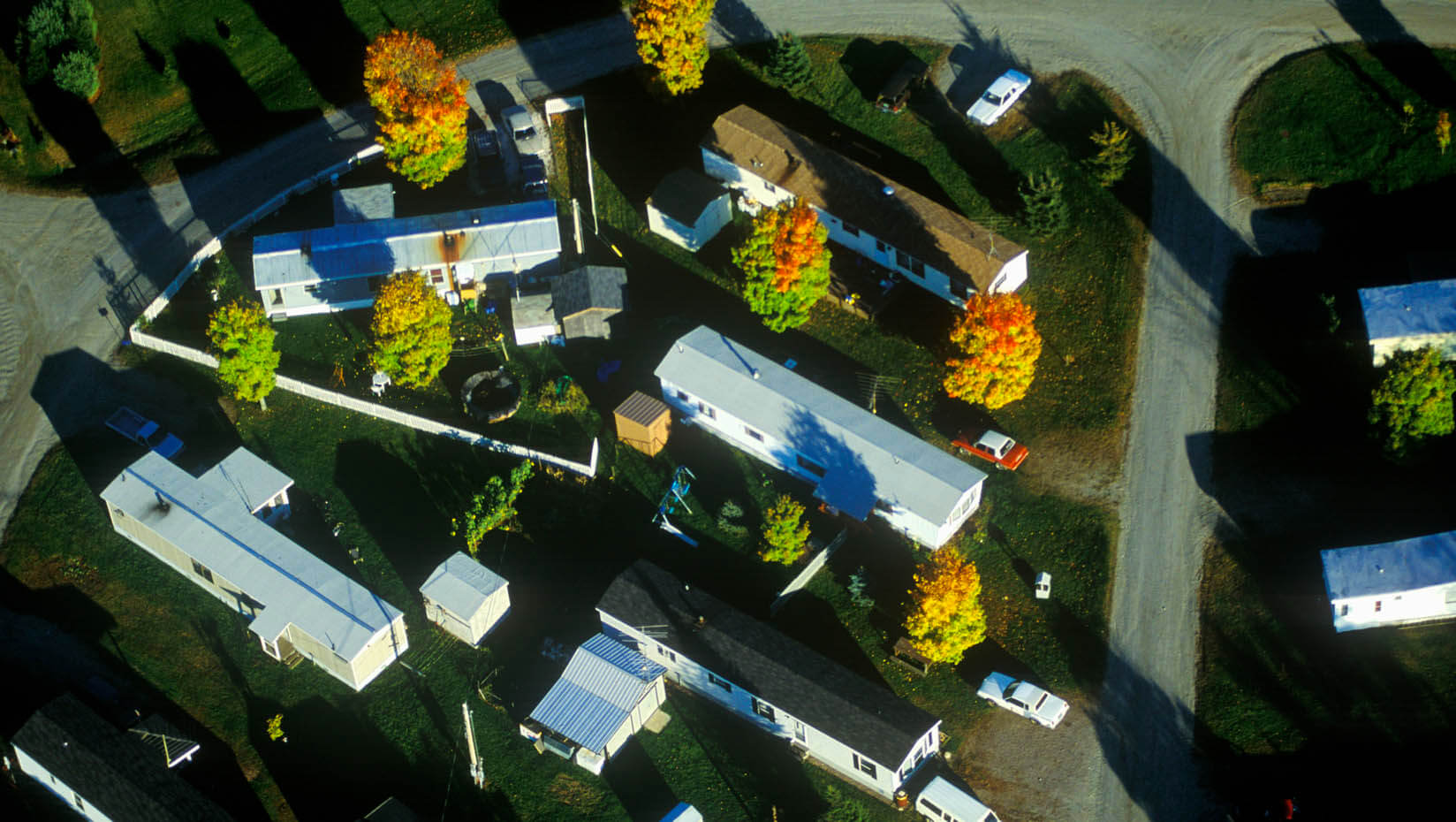 A photo of an aerial view a mobile home park in Vermont
