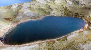 A photo of an Arctic lake in West Greenland, with noticeable decline in lake level