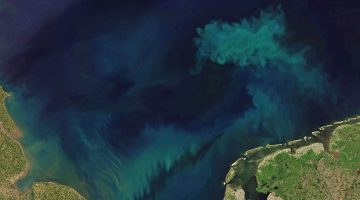 An aerial photo of the ocean