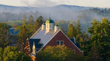 An aerial photo of Winslow Hall