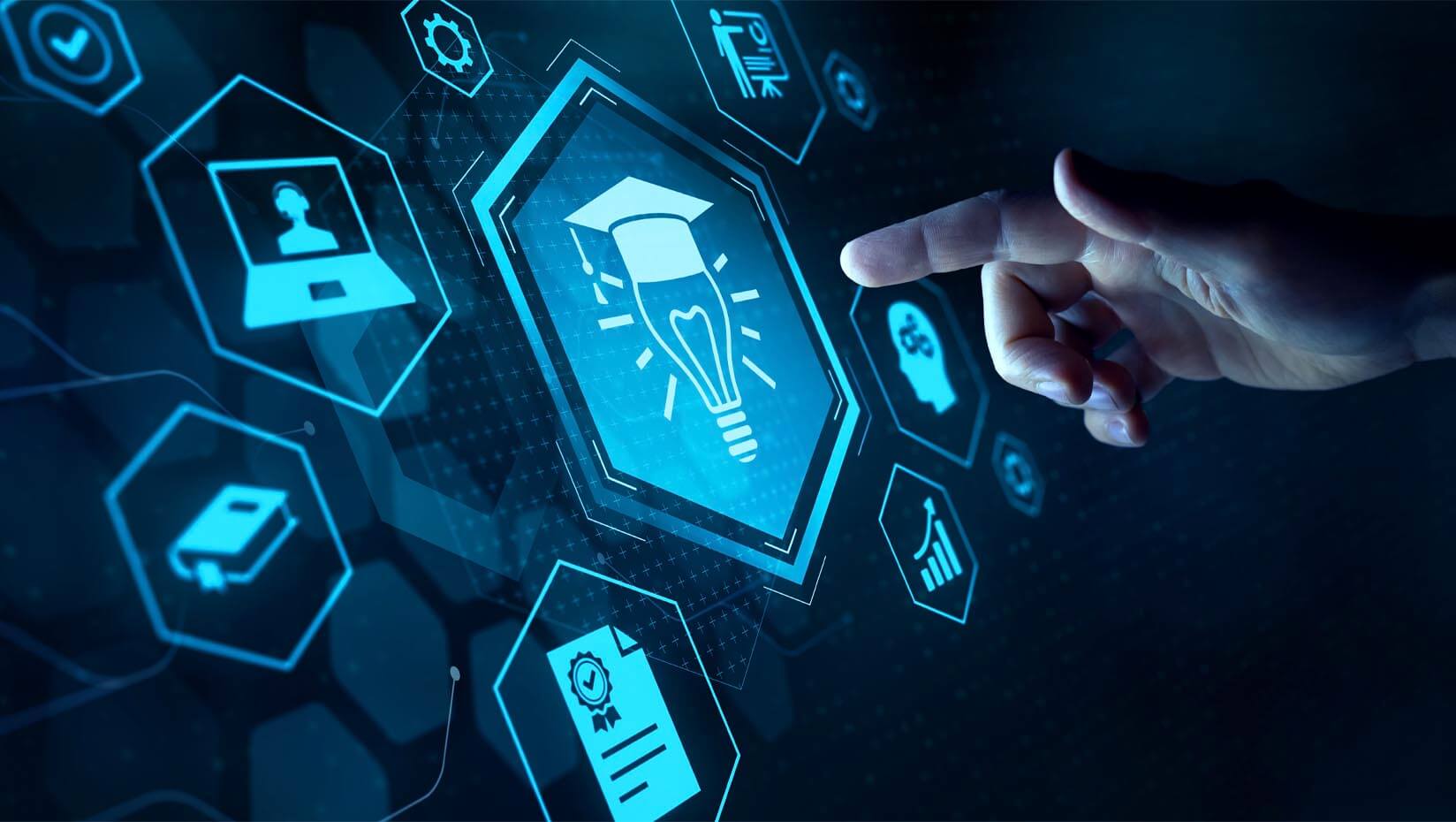 An illustration of a hand interacting AI buttons