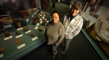 A photo of Jennifer Neptune and Gretchen Faulkner in the Hudson Museum