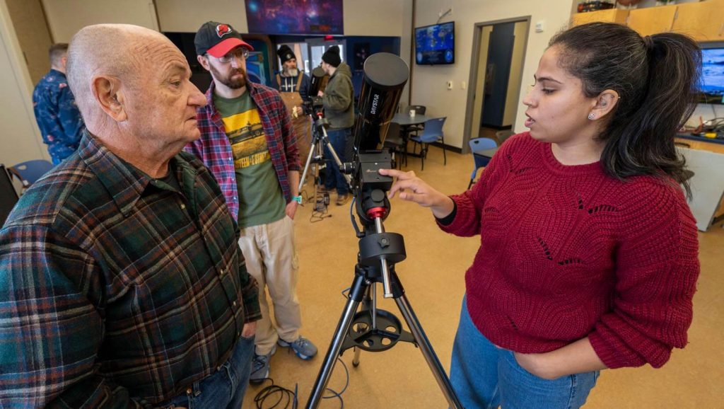 A photo of telescope training in the Versant Power Astronomy Center