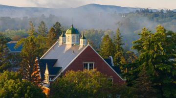An aerial photo of Winslow Hall