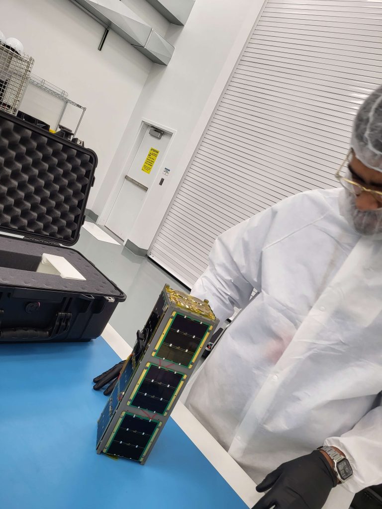 A photo of a nanosatellite