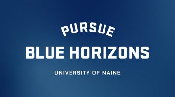 A photo of the Pursue Blue Horizons logo on a blue background