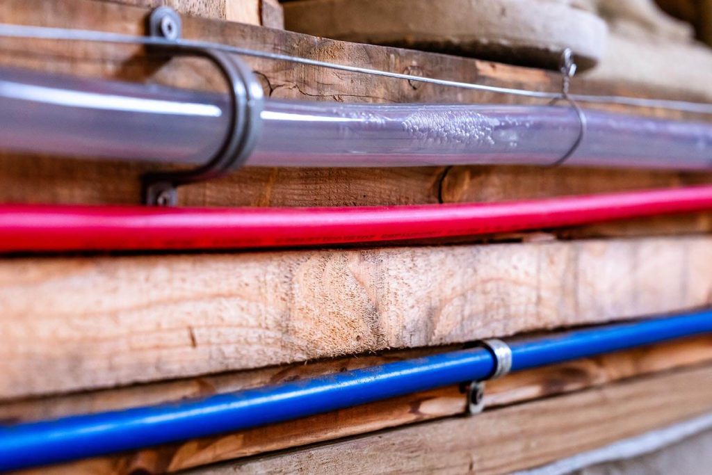 A photo of plastic tubing inside a building