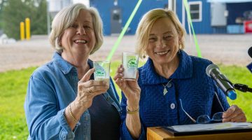 A photo of President Joan Ferrini-Mundy and Maine Gov. Janet Mills