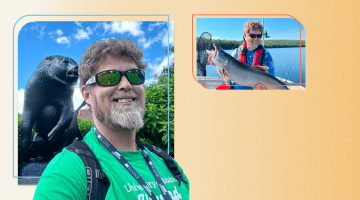 A composite image featuring images of Rusty Brown