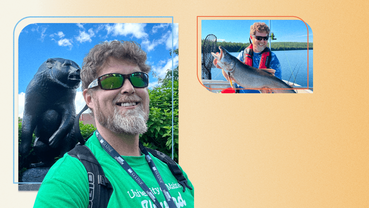 A composite image featuring images of Rusty Brown