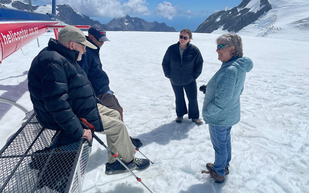 A photo of President Ferrini-Mundy speaking to a group in New Zealand