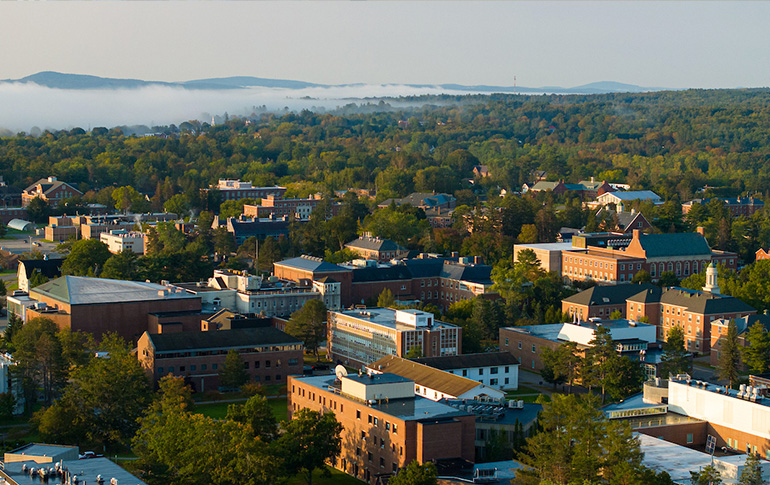 An aerial image of the University of Maine
