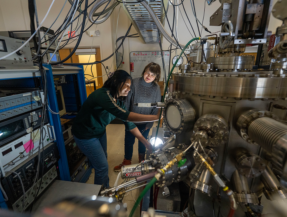 A photo of students working in a lab
