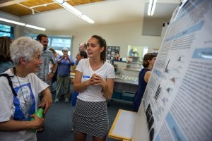 Jessica Lindsay presenting a research poster
