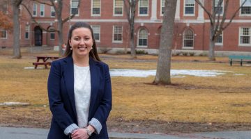 Brianna Hughes on campus mall