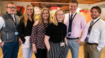 Corporate Classroom students pose at the Hannaford headquarters in Scarborough