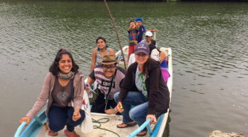 Christine Beitl on boat in Ecuador